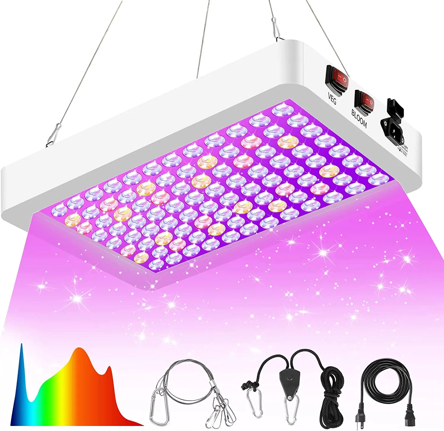 King Plus 1000w LED Grow Light Double Chips Full Spectrum with UV&amp;IR for Greenh