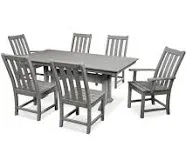 POLYWOOD Vineyard 7-Piece Slate Grey Dining Set with Farmhouse Trestle Table