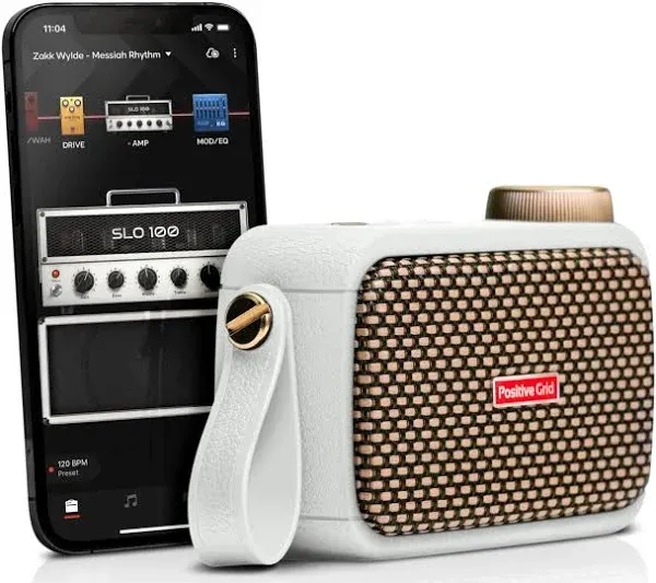 Positive Grid Spark GO 5W Ultra-Portable Smart Guitar Amp, Headphone Amp & Bluetooth Speaker with Smart App for Electric Guitar, Acoustic or Bass – Pearl