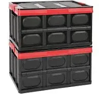 Lidded Storage Bins 2 Pack 30L Collapsible Storage Box Crates Plastic Tote St...