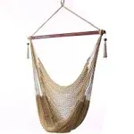 Sunnydaze Decor Hanging Caribbean Extra Large Polyester Hammock Chair Tan