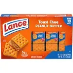 Lance Toastchee Sandwich Crackers, Peanut Butter (1.52 oz, 10 ct)