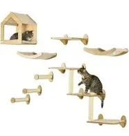 PawHut 8pcs Wall Mounted Cat Tree