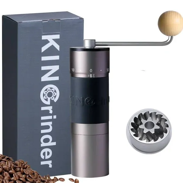 KINGrinder K6 Manual Hand Coffee Grinder with Straight Handle for French Press, Drip, Espresso with Assembly Consistency Stainless Steel Conical Burr Mill, 35g Capacity