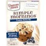 (4 pack) Duncan Hines Simple Mornings Blueberry Streusel Premium Muffin Mix, 20.5 oz