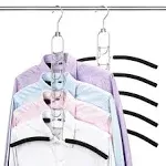 Space Saving Clothes Hangers, Multilayer Metal Hanger 2 Pack 5 in 1 Anti-Slip