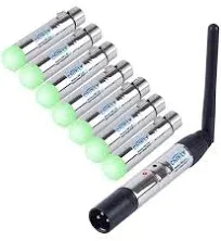 DMX Wireless, CHINLY 8pcs 2.4G DMX 512 1 Male Transmitter & 7 Female Receivers Short version for Stage PAR Party Light