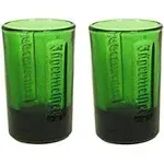 Jagermeister Set Two Green Shot Glasses Logo on Bottom Jager Bar Barware Home