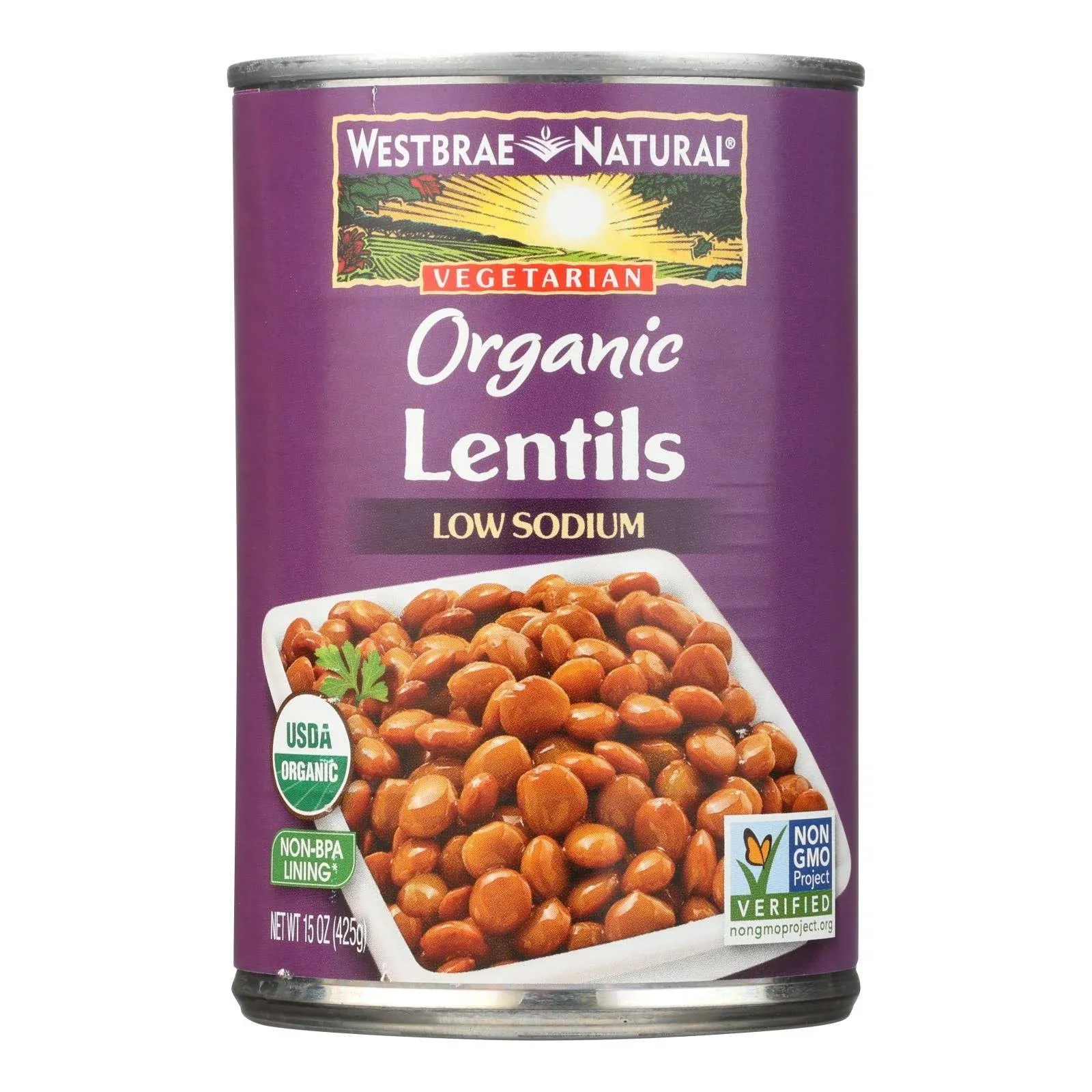 Westbrae Natural Lentil Beans, Organic - 15 oz