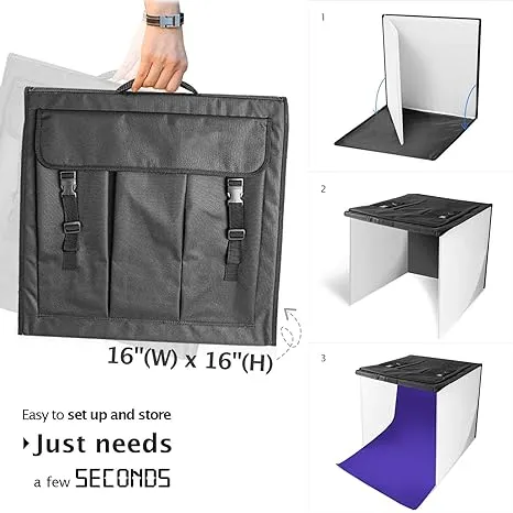 LimoStudio 16" x 16" Table Top Photography Studio LED Light Box, Photo Shooting Tent Kit with LED Lighting, Complete Tripod for Camera, AGG349