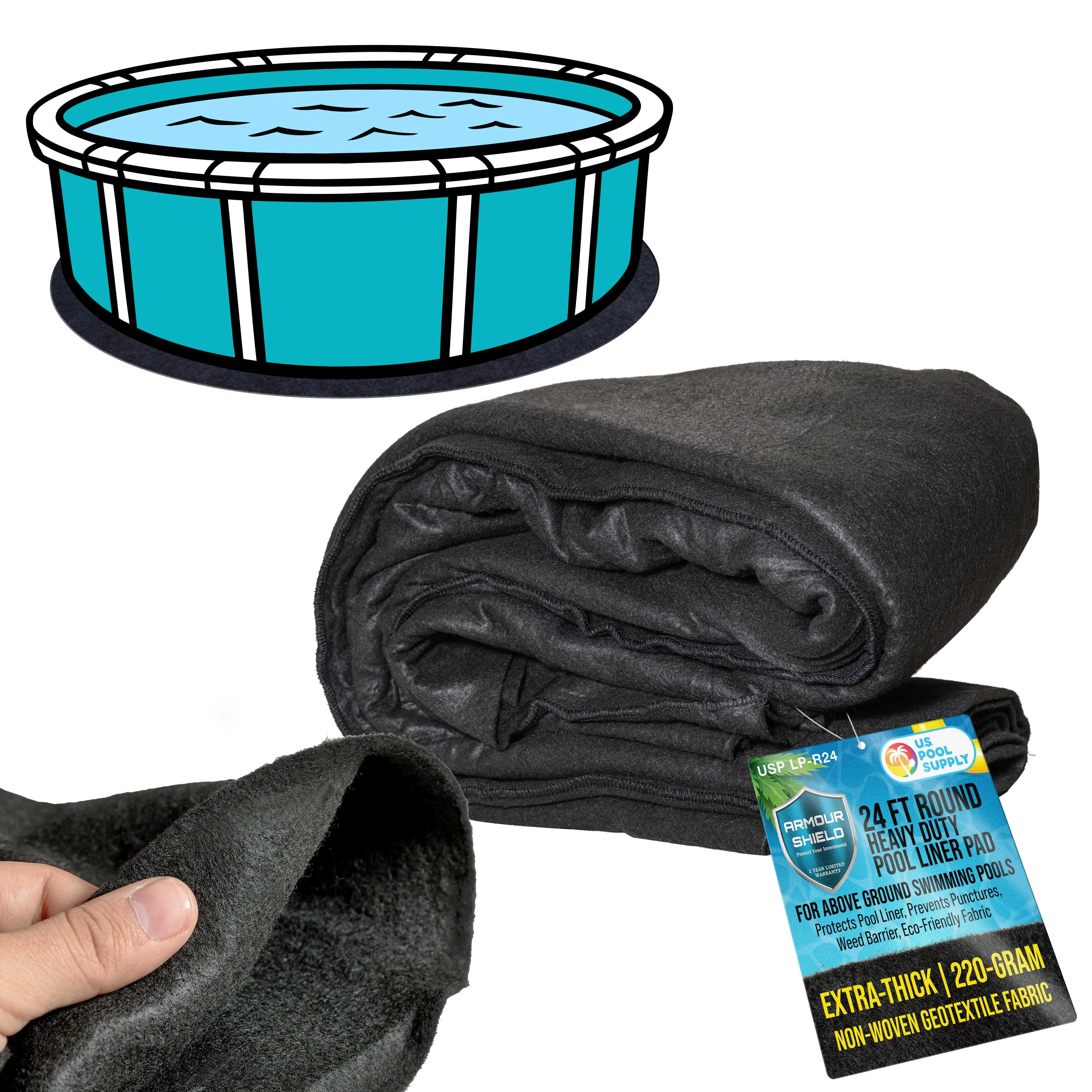 U.S. Pool Supply Armour Shield 24-Foot Round Heavy Duty Pool Liner Pad for Above Ground Swimming Pools - Protects Pool Liner, Prevents Punctures, Weed