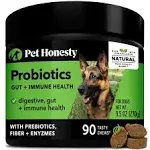 Pet Honesty Digestive Probiotics - All Natural Dog Chews - Duck Flavor, 90 Ct