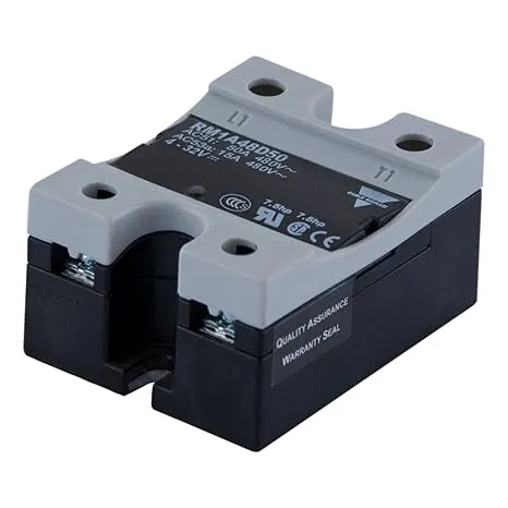 CARLO GAVAZZI RM1A48D50 Hockey Puck, Solid State Relay, Maximum 50 amp AC Switching, Up to 7.5 hp Rated, 20-280 VAC or 22-48 VDC Control Voltage, 42-530 VAC Switching, 1200Vp Blocking Voltage, IP20 Cover, Diagnostic LED, 2.4 oz. Size, 35 mm Height x 65 mm Width x 50 mm Diameter