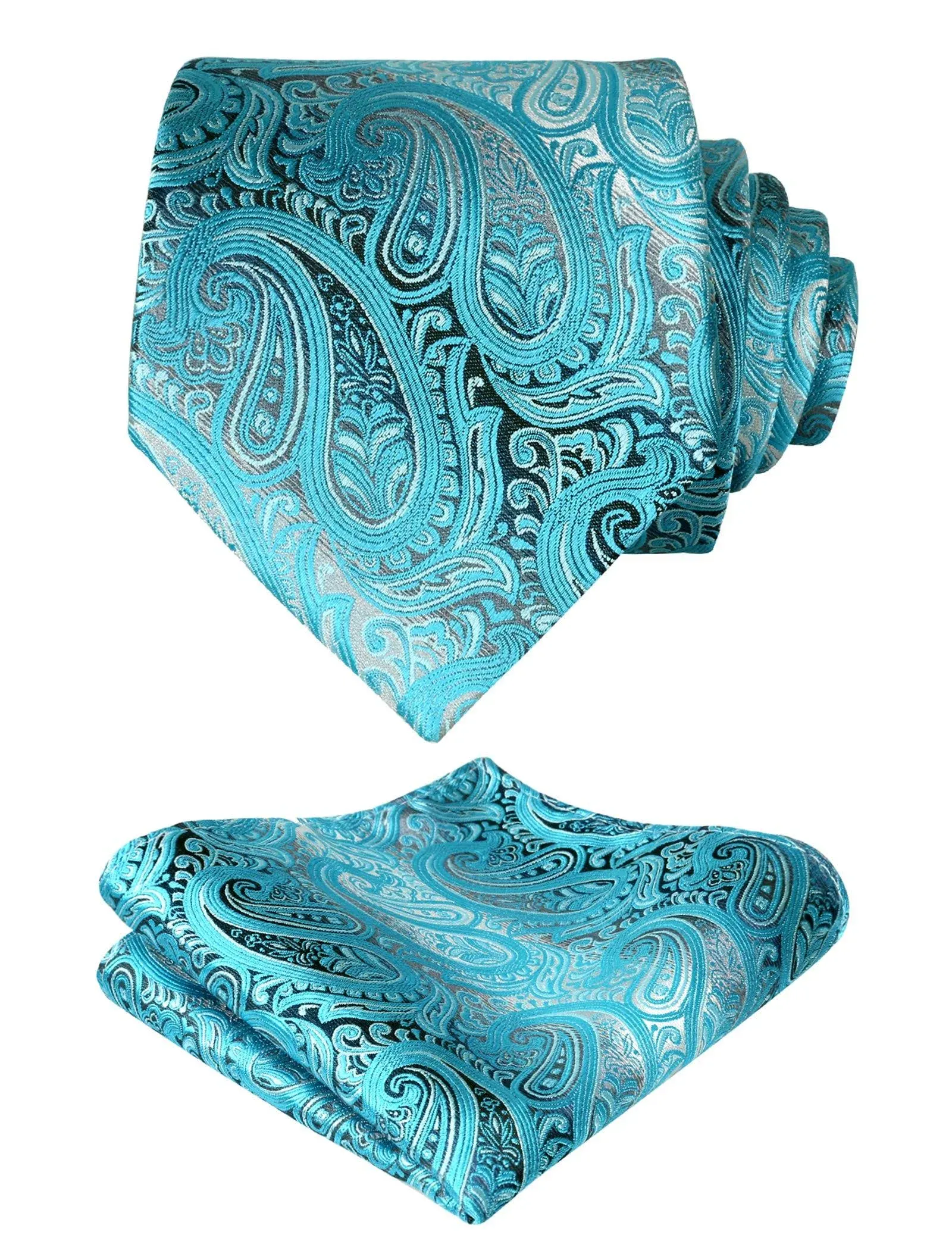 Alizeal Mens Gradient Paisley Necktie and Pocket Square Set