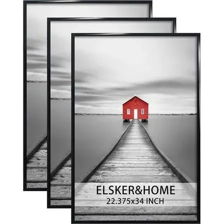 ELSKER&amp;HOME 22.375 X 34 Poster Frame 3 Pack, Black Picture Frame For Horizontal