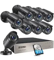 Zosi 3k Lite 8ch Security Camera System Outdoor with 1tb Hard Drive,ai Human/vehicle Detection,night Vision,h.265+ 8 Channel 5mp Lite Video Dvr