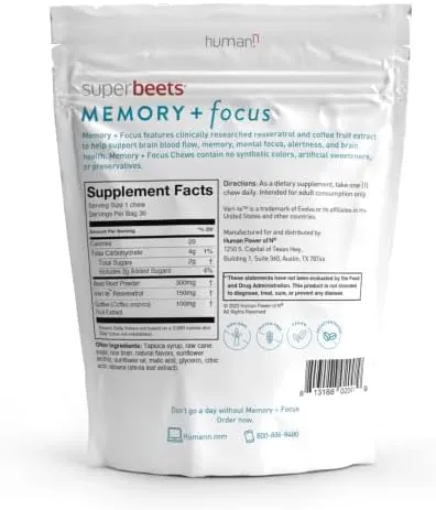 SuperBeets Memory + Focus 30 Chews