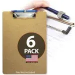 Officemate Letter-Size Wood Clipboard w/Pen Holder, 6PK