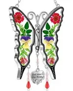 KY&BOSAM Gifts for Mom Butterfly Suncatcher Mom Gifts Mothers Day I Love You Mom Stained Glass Sun Catcher for Window Hangings Wind Chime Ornament Birthday Gift for Mother`s Day Valentine`s Christmas