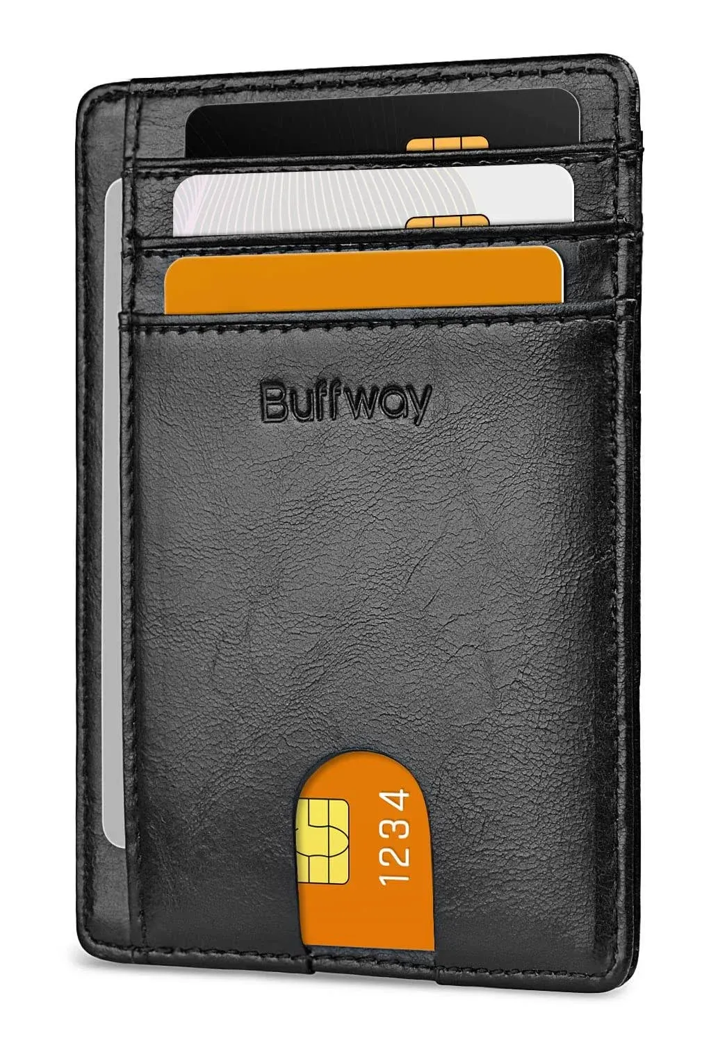 Buffway Slim Minimalist Front Pocket RFID Blocking Leather Wallets for Men and Women