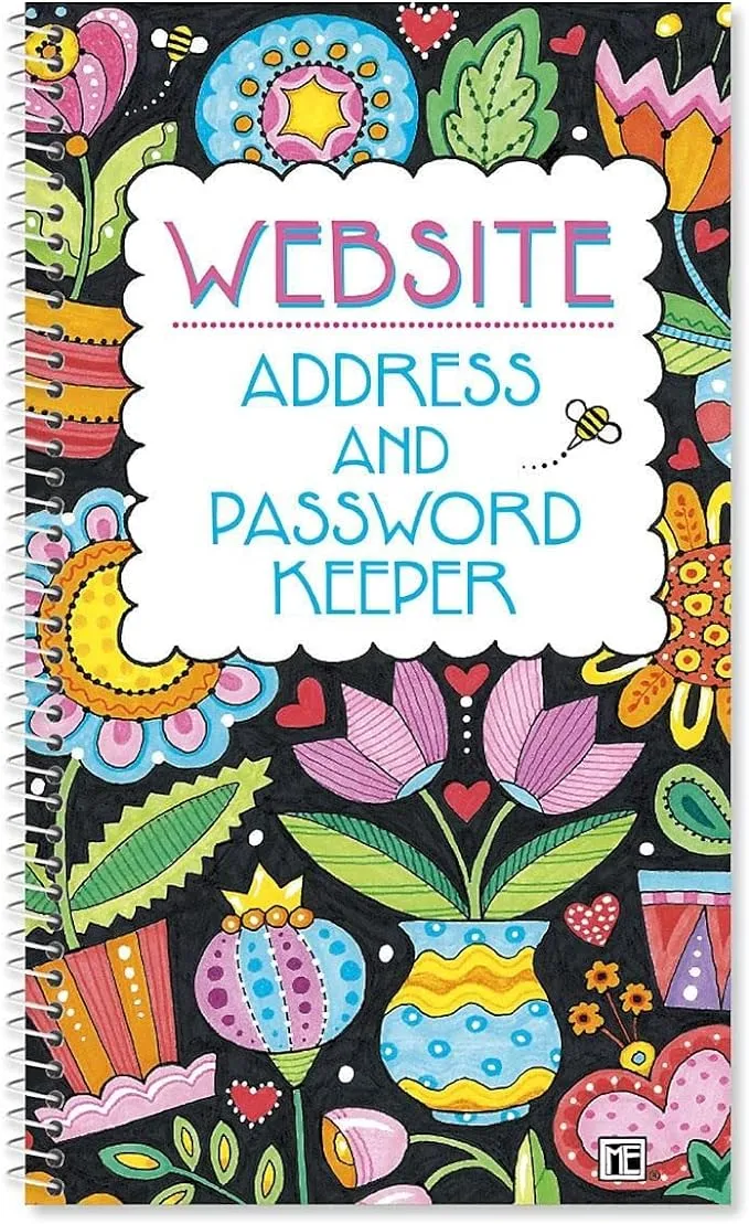 Mary Engelbreit Password and Pin Keeper - 94 Pages; 5 inch x 8-1/2 inch, Softcover Spiral-Bound Website Login Organizer