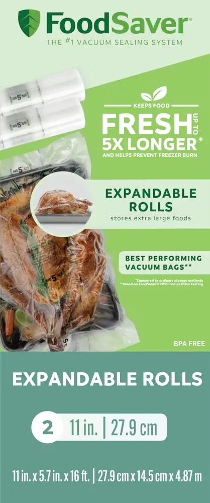 FoodSaver 2-Roll Pack Expandable Pleated Heat-Seal Rolls