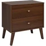 Prepac Milo Mid-Century Modern 2-Drawer Nightstand, 16"D x 25"W x 25"H, Cherry