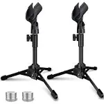 2 Pack Desktop Mic Stand, Portable Foldable Tripod with Mic Clip Holder, Adjustable Microphone Stand For Dynamic Microphone.