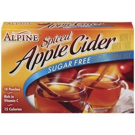 Alpine Apple Mix Spiced Cider SUGAR-FREE 10 Packets / Pouches Powder