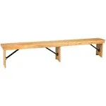 Flash Furniture XA-B-96X12-L-LN-GG Hercules 8 x 12 Antique Rustic Light Natural Solid Pine Folding Farm Bench with 3 Legs