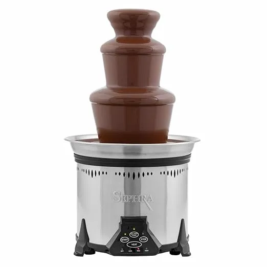 Sephra "Elite" Home Chocolate Fountain. 18", 4 Pin, Removeable Bowl Model. Up to 6lb Chocolate, great for up to 50 guests. Stainless Steel Heated Basin, Not Recommended for Commercial Use.