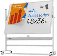 Rolling Dry Erase Board 70 x 36 - Large Portable Magnetic Whiteboard with Stand