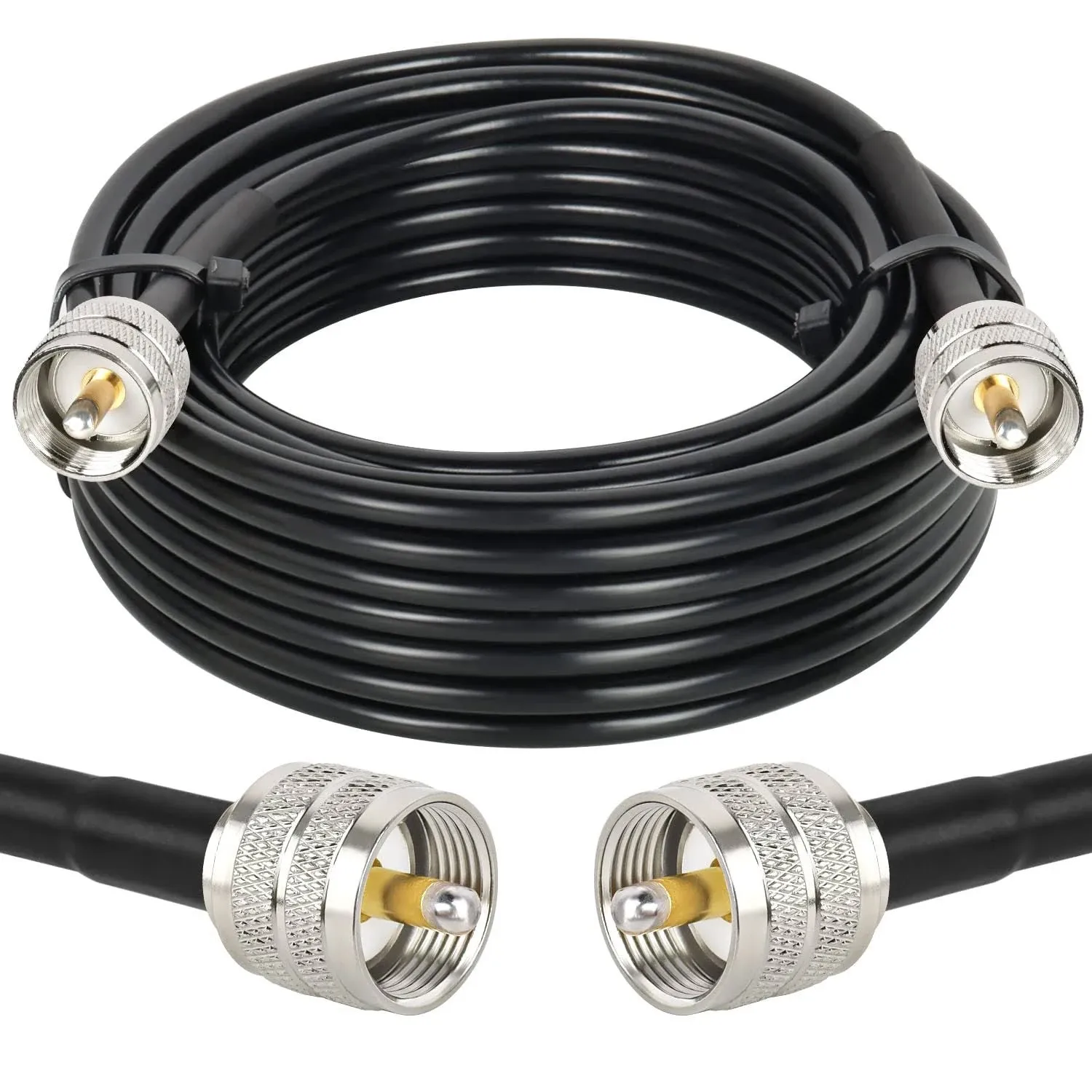 PL259 UHF Cable 25ft, CB Coax Cable RG58 CB Cable UHF Male to Male for CB Radio, Ham Radio, Amateur Radio, Antenna Analyzer, SWR Meter