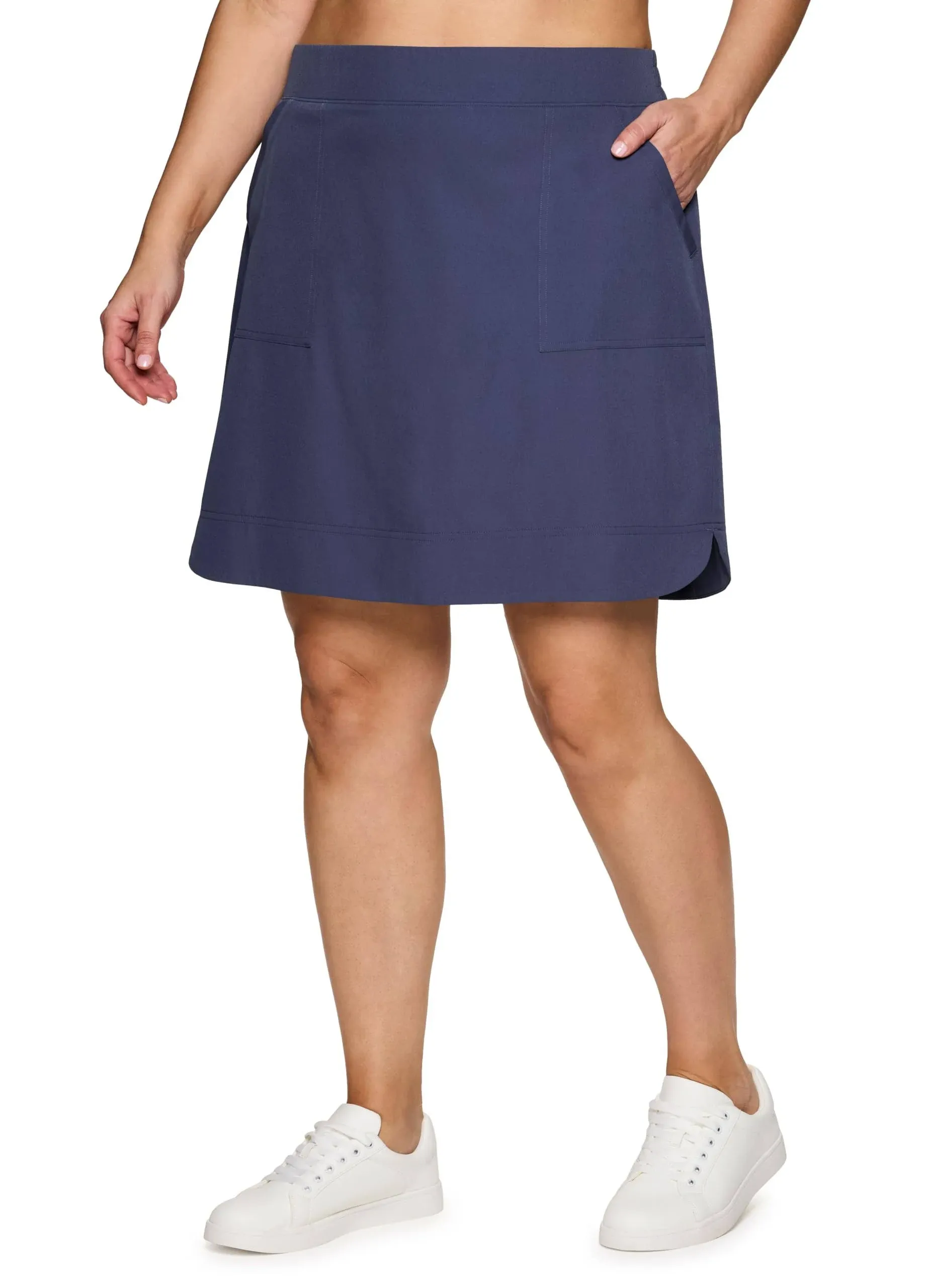 Rbx Active Women's Plus Size Golf/Tennis Woven Longer Length Skort with Pockets, Size: 1XL, Blue