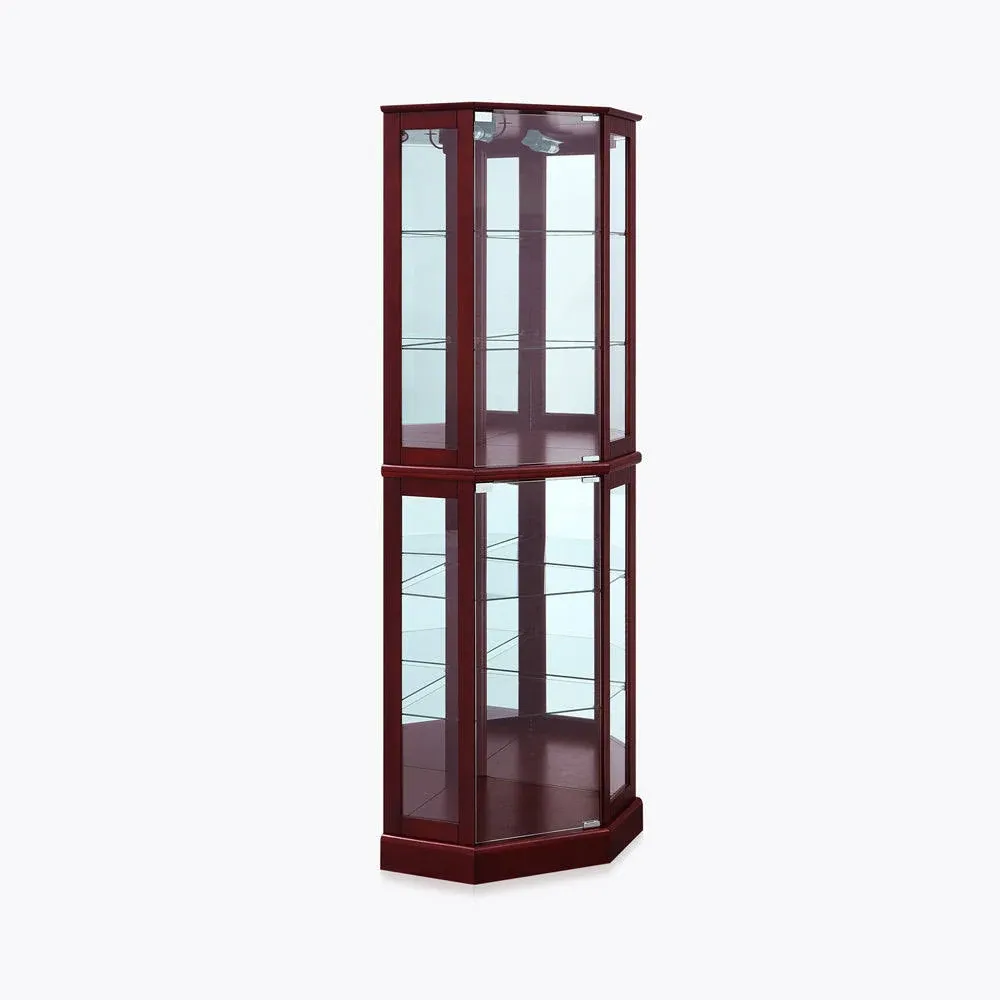 Belleze Ashfield Wood/Glass Curio Cabinet Floor Standing, Cherry