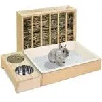 MOBYKE 3 in 1 Rabbit Hay Feeder with Litter Box