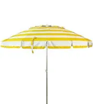 Deluxe 8 ft and White Stripe Patio & Beach Umbrella with Travel Bag