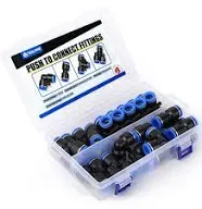 3/8 Inch Od Push To Connect Fittings Kit Quick ReleaseÂ Air Line 20 Pcs