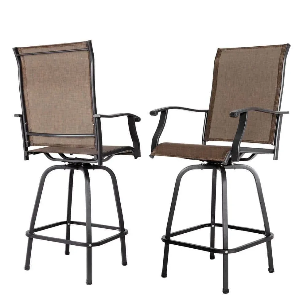 2-Piece Steel Outdoor Swivel High Bar Stools