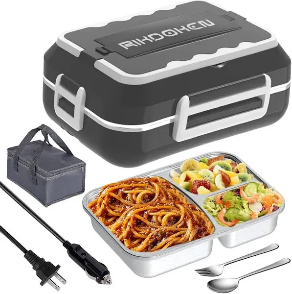 RIKDOKEN 60W Faster Heat Electric Lunch Box Food Heater for Car Truck Z-Blue