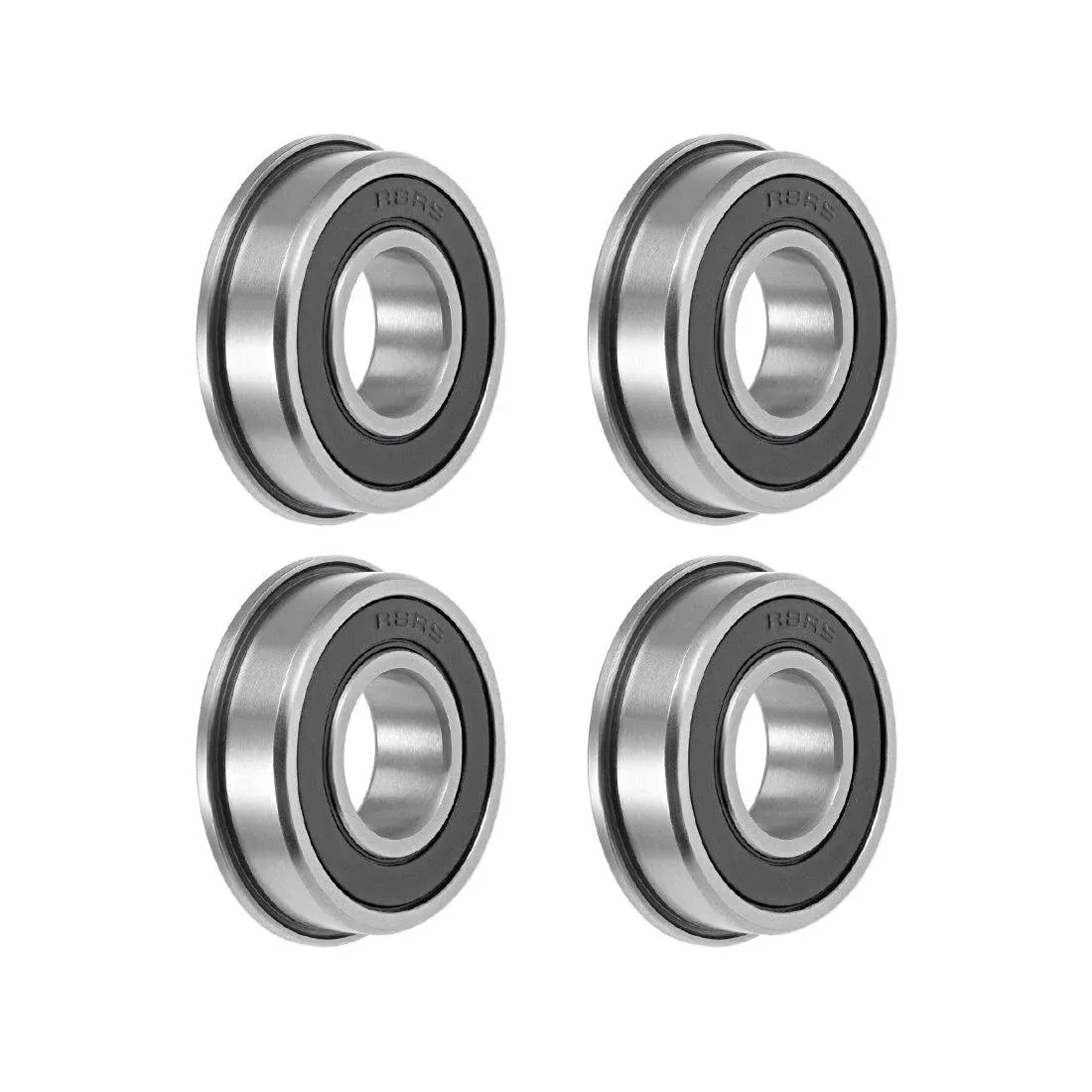 uxcell FR8-2RS Flange Ball Bearing 1/2"x1-1/8"x5/16" Shielded Chrome Bearings 4pcs