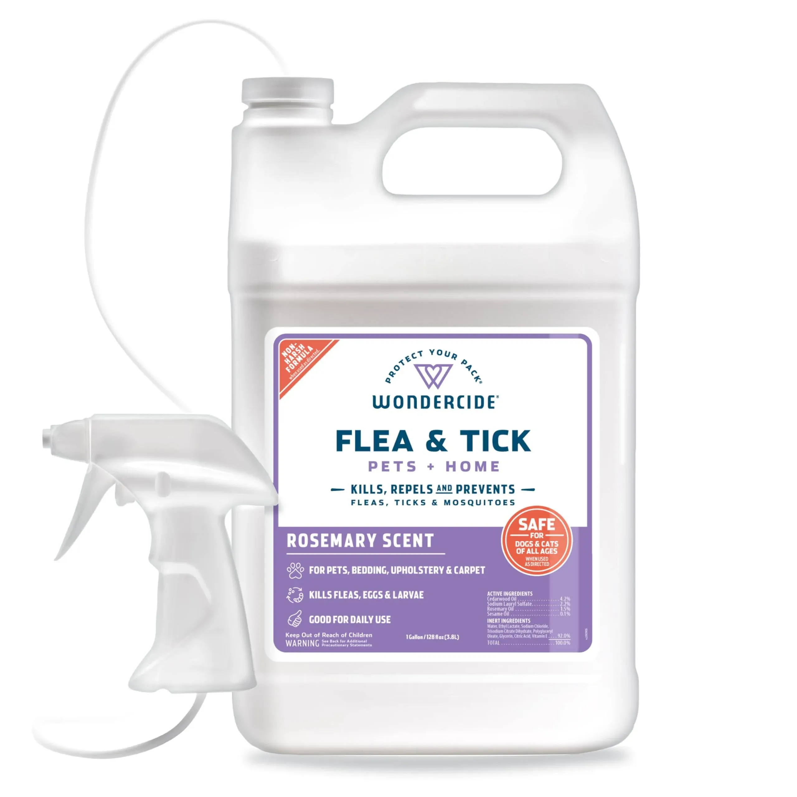 Wondercide Natural Flea Tick Mosquito Control Spray for Pets and Home - 128 oz - Rosemary