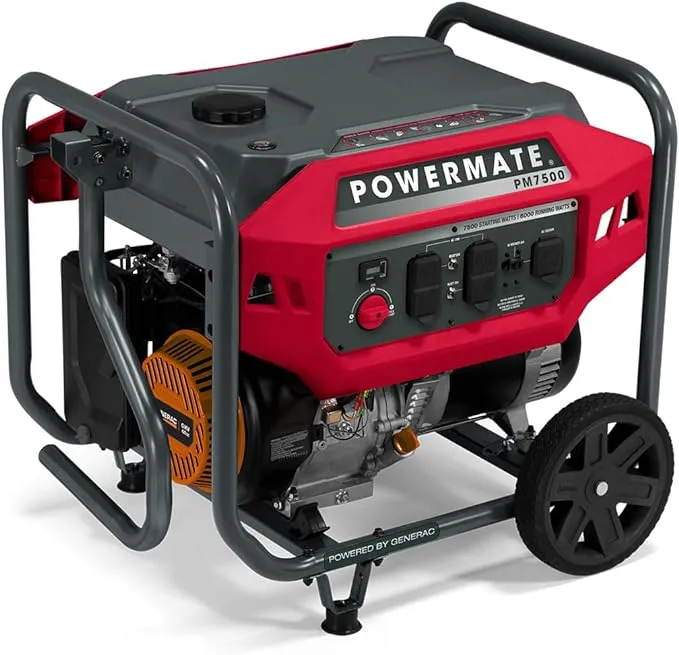 PM7500 6000 Running Watt Manual Start Gasoline Powered Portable Generator, 49 ST/CSA