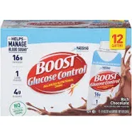 Boost Nutritional Drinks Glucose Control with Extra Nutrient Support Drink, Very Vanilla, Carton, 8 fl oz, Pack of 24