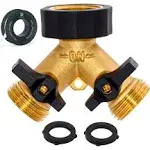 Garden Hose Splitter 2 Way - Heavy Duty Solid Brass Hose Y Splitter，Hose Faucet 