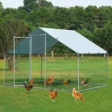 TOETOL Metal Chicken Coop with Run Walkin Poultry Habitat Supplies with Waterproof and Anti-ultraviolet Cover for Backyard Farm Garden