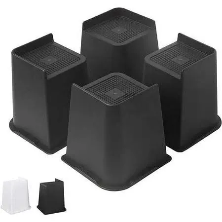 Mq Bed Risers 4 Pack Black Support 7000LBs Oversized Furniture Risers for Dorm Beds Frame