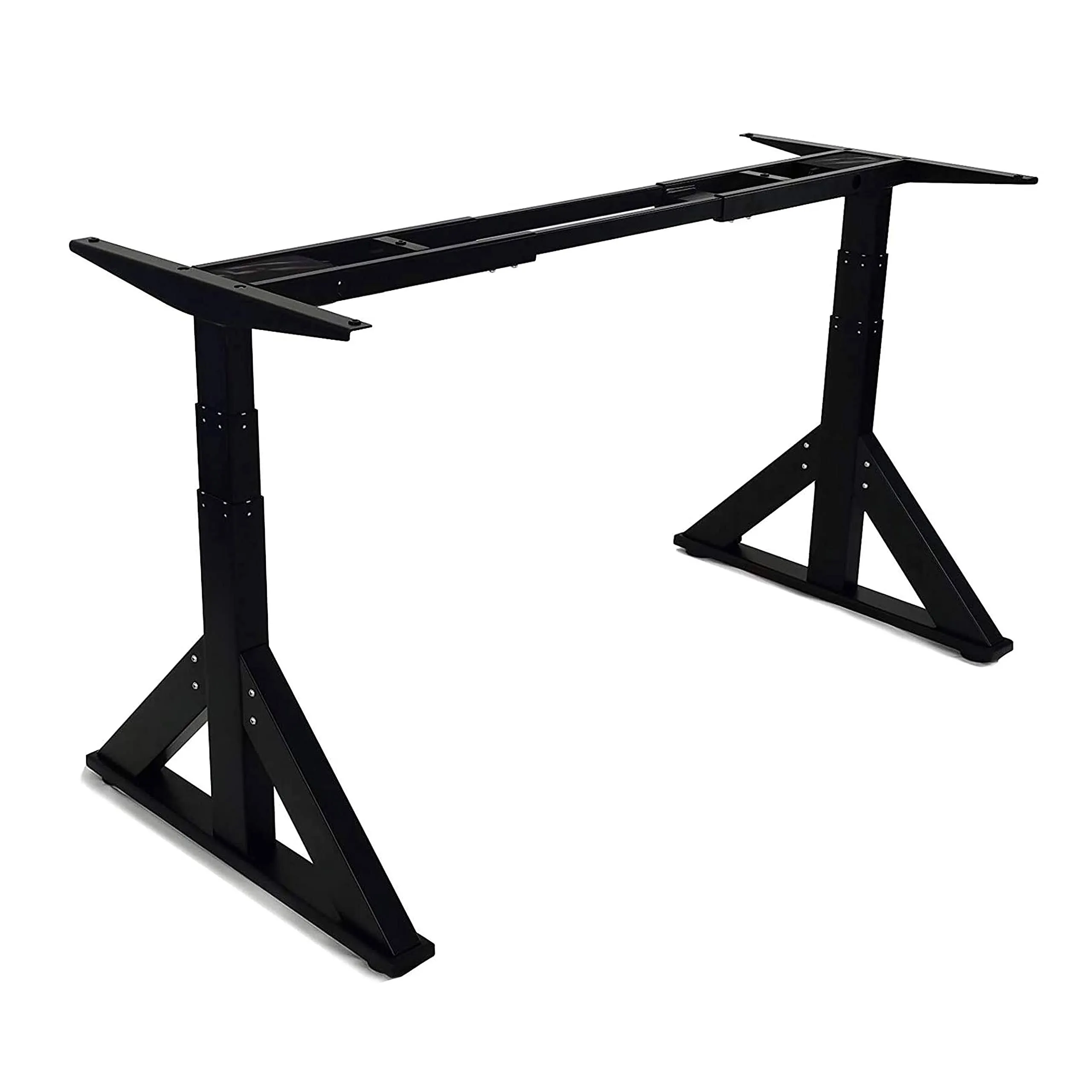 VWINDESK VJ205 Electric Height Adjustable Sitting Standing Desk Frame Sit Stand - Dual Motors 3 Stages Motorized Desk Base Only, Black