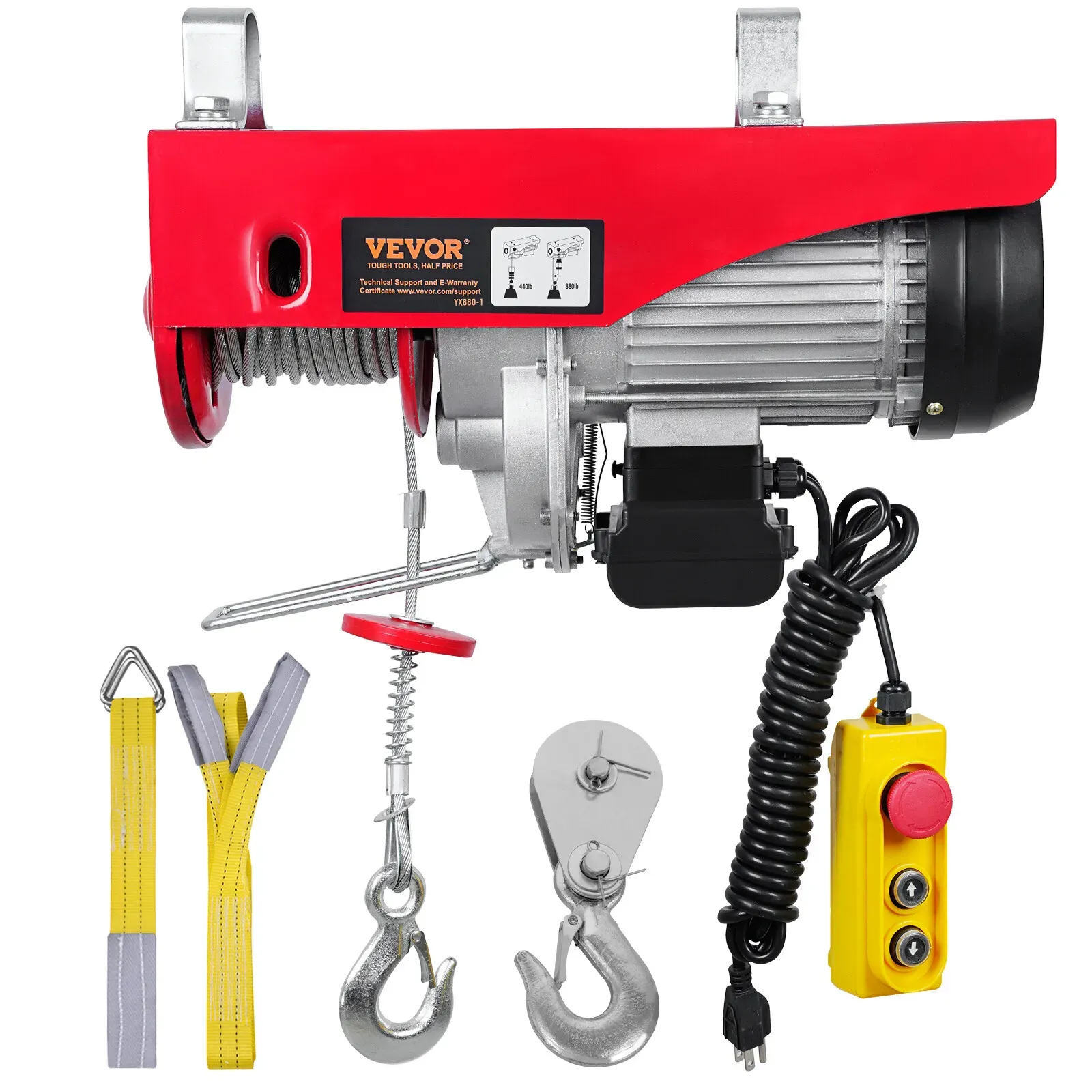 VEVOR Electric Hoist 880 lbs Crane Winch with 14FT Wired Remote Control 110V