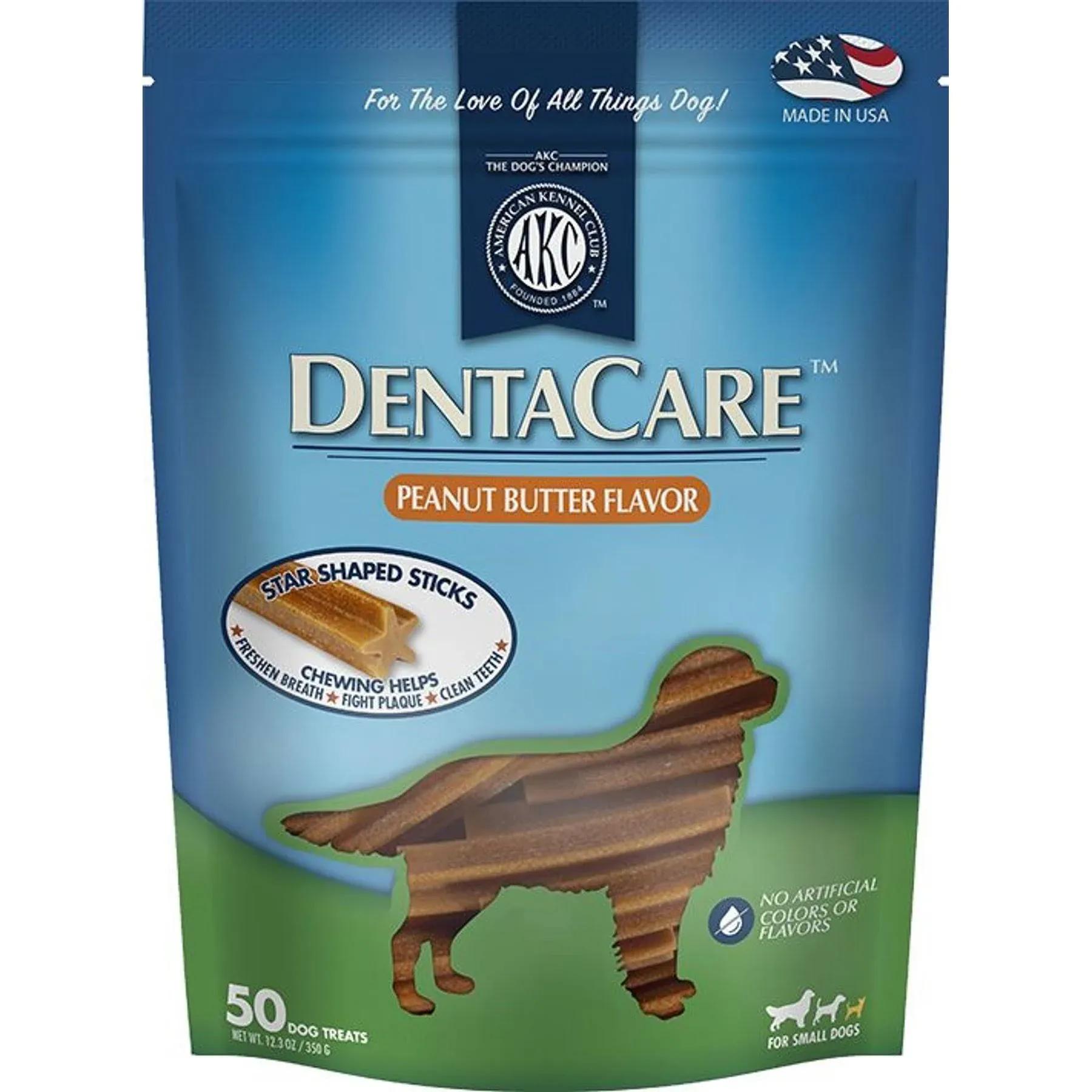 American Kennel Club Dentacare Mini Peanut Butter Flavored Dental Sticks | 50 Dog Sticks | Small Breed Size : Pet Supplies